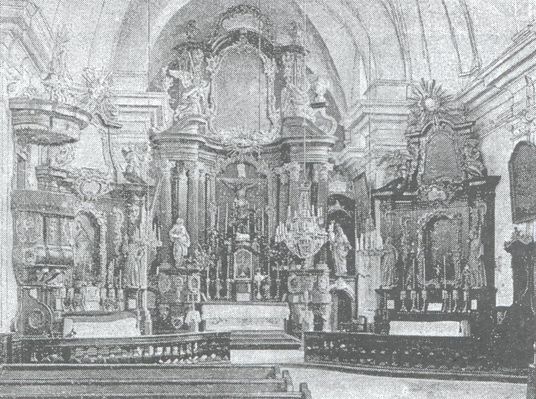 Wnętrze Kościoła Reformatów pw. św. J. Chrzciciela ok. 1900 r.
