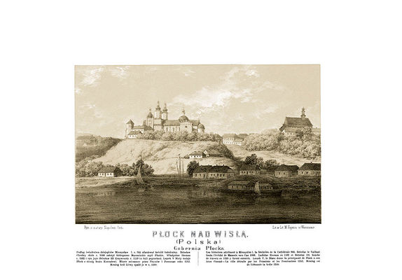 Napoleon Orda - Reprint pojedynczej grafiki z "Albumu widoków historycznych Polski" Seria VIII - Album widoków Polski
Podpis pod litografią:
"PŁOCK NAD WISŁĄ". (Polska) Gubernia Płocka Podług świadectwa dziejopisów Mieczysław I. r. 966 ufundował kościół katedralny. Bolesław Chrobry około r. 1000 założył biskupstwo Mazowieckie czyli Płockie. Władysław Herman r. 1102 i syn jego Bolesław III Krzywousty r. 1139 tu byli pogrzebani, Leszek V Biały nadaje Płock z ziemią bratu Konradowi. Miasto zniszczone przez Prussów i Pomorzan roku 1243. Mendog król Litwy spalił je w r. 1260. 

Słowa kluczowe: Napoleon Orda Płock