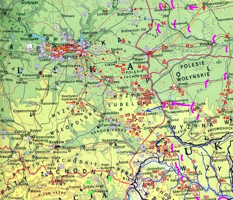 mapa obrazująca rozmieszczenie wojsk polskich i niemieckich w dniu 16/17 września 1939r.
" i postępy sowieckie do wieczora dnia 19 września 1939r. (oraz ich możliwy wypad na Zamość siłami przynajmniej jednego batalionu w dniach 19 - 20 września) " - komentarz na forum internetowym:
http://www.dws.org.pl/viewtopic.php?f=5&t=121998&st=0&sk=t&sd=a   
Słowa kluczowe: mapa kampania wrześniowa 1939r.