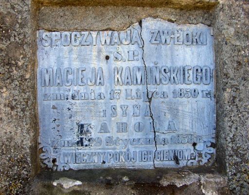 Tablica z grobowca
Zniszczona ale czytelna tablica nagrobna.
Słowa kluczowe: Bądkowo