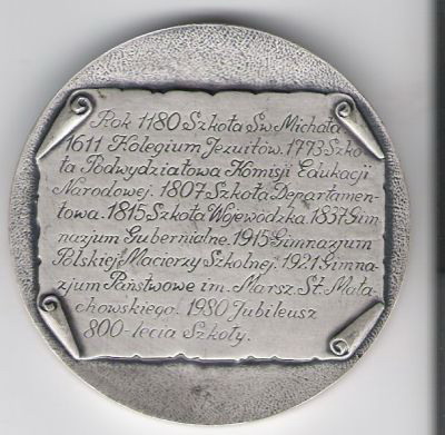 medal pamiatkowy Liceum im. Małachowskiego
rewers
