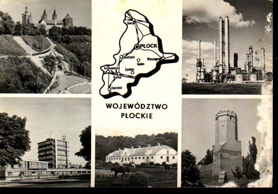 Płock w 1975r.
na czarnobiałej widokówce
