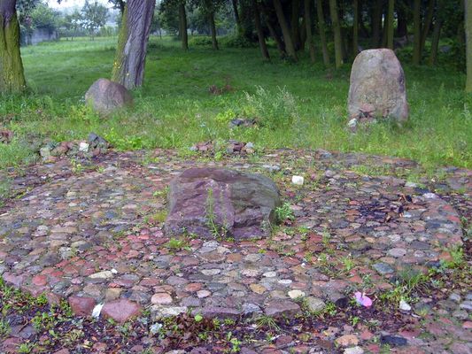 krąg kamienny w Bodzanowie
wykonany współcześnie według dawnych prawideł. Stając na tym widocznym płaskim kamieniu w środku tego kręgu  w wielkim skupieniu i ciszy, można zebrać pozytywną energię 
Słowa kluczowe: krąg kamienny Bodzanów