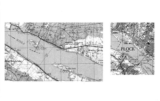 Wisła w Płocku i Brwilnie, do ujścia Skrwy Prawej
na mapie 1:50000
