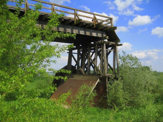 Fragment starego, drewnianego mostu przez Wisłę w Wyszogrodzie
