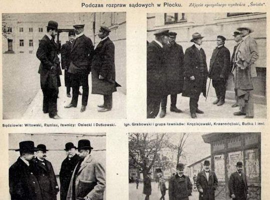 zdjęcia sędziów i ławników z Płocka i okolic biorących udział w głośnym procesie
1909r.
Słowa kluczowe: zdjęcia sędziów i ławników z Płocka i okolic biorących udział w głośnym procesie 1909r.